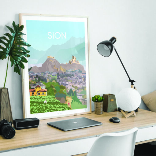 Affiche Sion – poster suisse, décoration murale, cadeau suisse