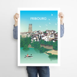 Man-holding-50x70cm-swiss-poster-Fribourg-