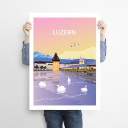 Man-holding-50x70cm-swiss-poster-Luzern