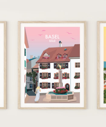 Affiche Bâle – poster suisse, décoration murale, cadeau suisse