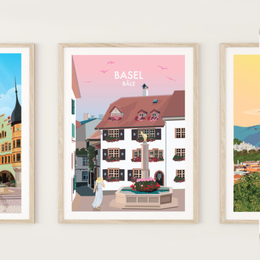 Affiche Bâle – poster suisse, décoration murale, cadeau suisse