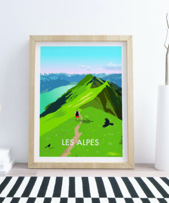 Affiche Les Alpes – poster suisse, décoration murale, cadeau suisse