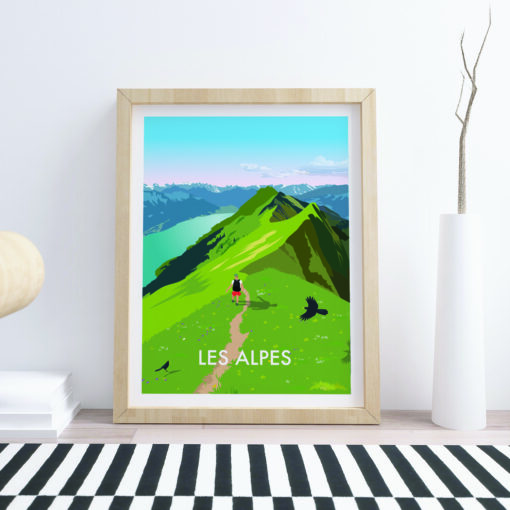Affiche Les Alpes – poster suisse, décoration murale, cadeau suisse