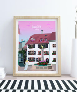 Swiss-poster-in-living-room-with-frame-Basel-
