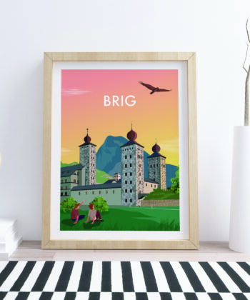 Swiss-poster-in-living-room-with-frame-Brig-