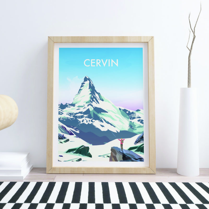 Swiss-poster-in-living-room-with-frame-Cervin-