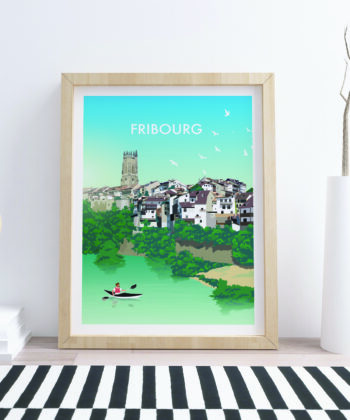 Affiche Fribourg – poster suisse, décoration murale, cadeau suisse
