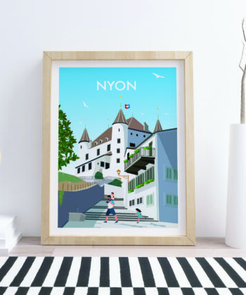 Affiche Nyon – poster suisse, décoration murale, cadeau suisse