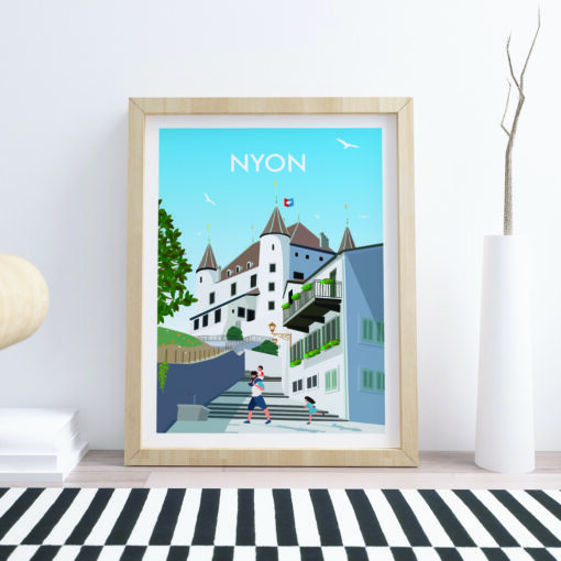 Affiche Nyon – poster suisse, décoration murale, cadeau suisse