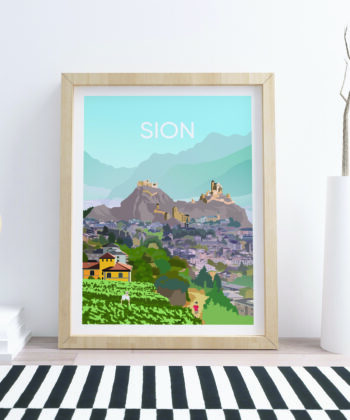 Affiche Sion – poster suisse, décoration murale, cadeau suisse