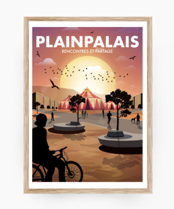 Affiche Eaux-Vives – poster suisse, décoration murale, cadeau suisse