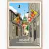 affiche geneve suisse leman vieille ville cathedrale