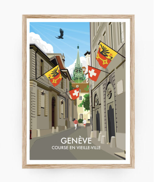 affiche geneve suisse leman vieille ville cathedrale