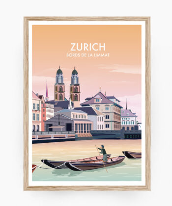 Affiche Zurich – poster suisse, décoration murale, cadeau suisse