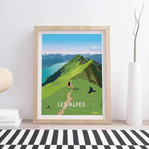 Swiss-poster-in-living-room-with-frame-Alpes-