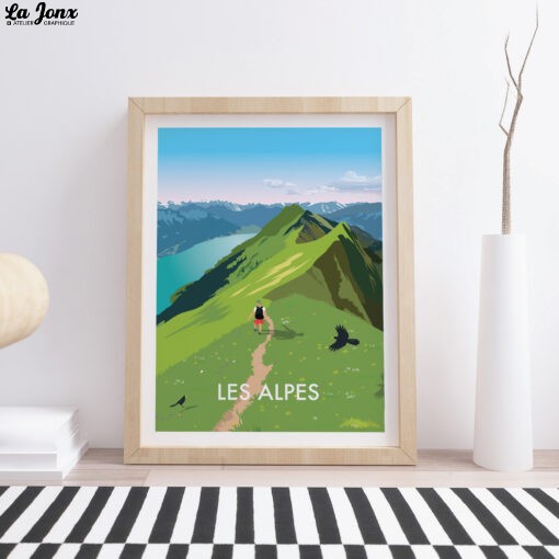 Swiss-poster-in-living-room-with-frame-Alpes-