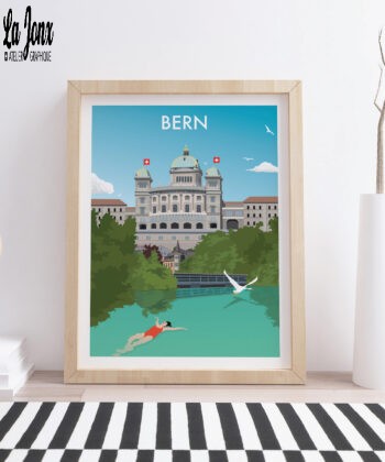 Swiss-poster-in-living-room-with-frame-Bern-