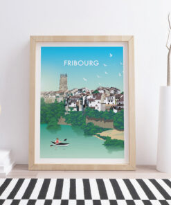 Swiss-poster-in-living-room-with-frame-Fribourg