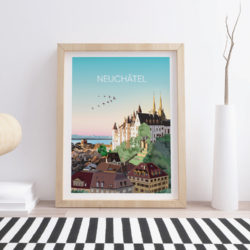 Swiss-poster-in-living-room-with-frame-Neuchatel-