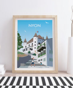Swiss-poster-in-living-room-with-frame-Nyon-