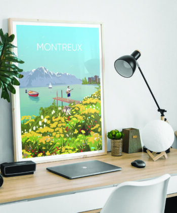 Affiche Montreux – poster suisse, décoration murale, cadeau suisse