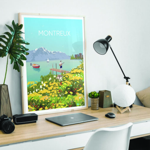 Affiche Montreux – poster suisse, décoration murale, cadeau suisse