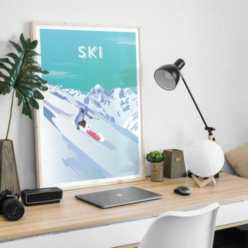 Affiche Ski – poster suisse, décoration murale, cadeau suisse