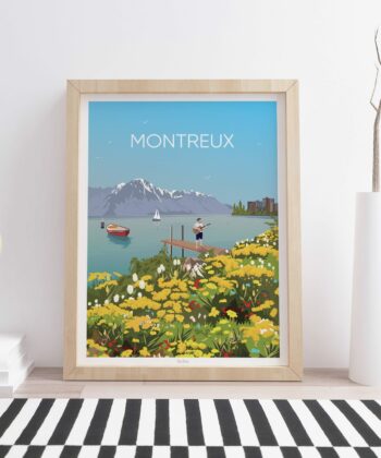 Affiche Montreux – poster suisse, décoration murale, cadeau suisse