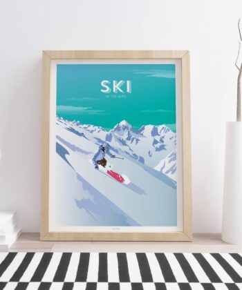 Affiche Ski – poster suisse, décoration murale, cadeau suisse
