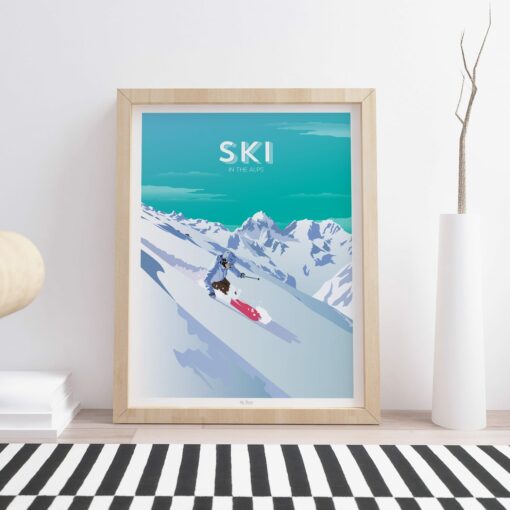 Affiche Ski – poster suisse, décoration murale, cadeau suisse
