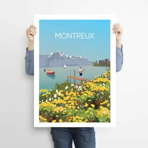 Affiche Montreux – poster suisse, décoration murale, cadeau suisse