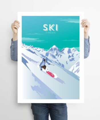 Affiche Ski – poster suisse, décoration murale, cadeau suisse