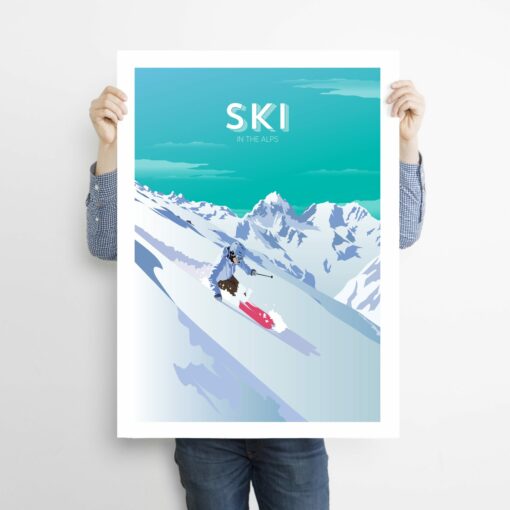Affiche Ski – poster suisse, décoration murale, cadeau suisse