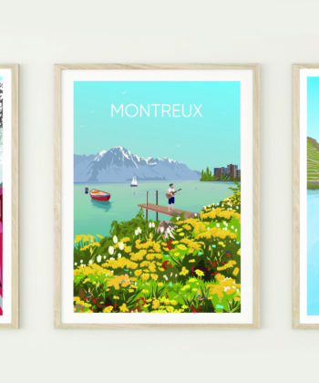 Affiche Montreux – poster suisse, décoration murale, cadeau suisse