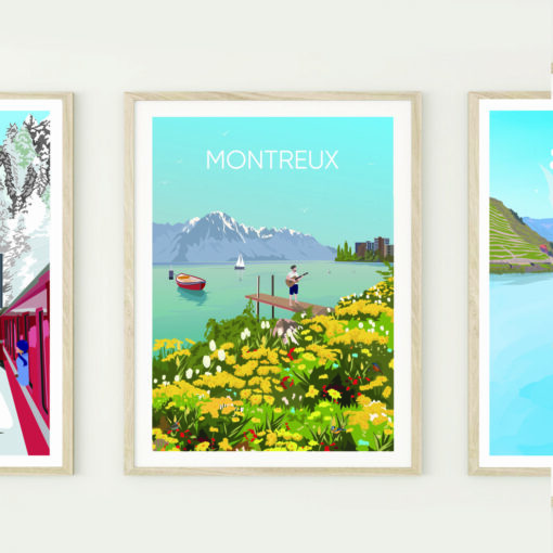Affiche Montreux – poster suisse, décoration murale, cadeau suisse