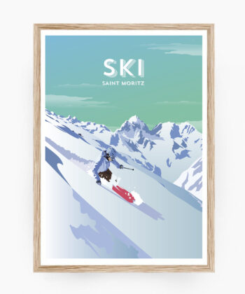 Affiche Ski – poster suisse, décoration murale, cadeau suisse