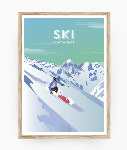 Affiche Ski – poster suisse, décoration murale, cadeau suisse