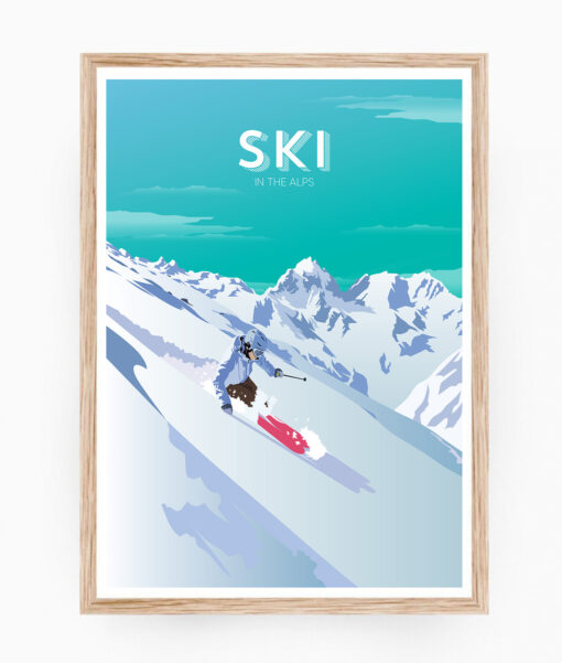 Affiche Ski – poster suisse, décoration murale, cadeau suisse