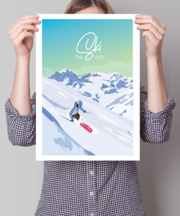 Affiche Ski – poster suisse, décoration murale, cadeau suisse