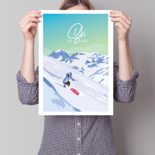 Affiche Ski – poster suisse, décoration murale, cadeau suisse