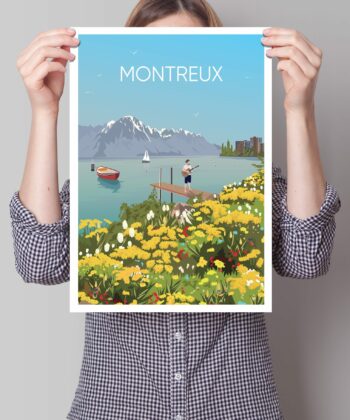 Affiche Montreux – poster suisse, décoration murale, cadeau suisse