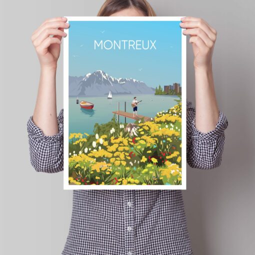 Affiche Montreux – poster suisse, décoration murale, cadeau suisse