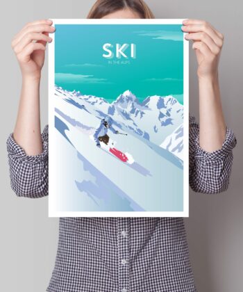Affiche Ski – poster suisse, décoration murale, cadeau suisse