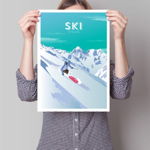 Affiche Ski – poster suisse, décoration murale, cadeau suisse