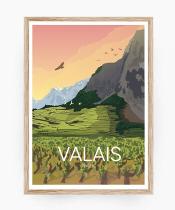 Poster of the wine terraces of the Valais