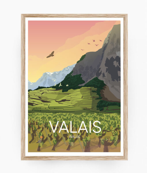 Plakat der Weinterrassen im Wallis