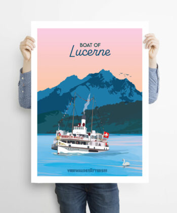 Affiche Boat of Lucerne – poster suisse, décoration murale, cadeau suisse