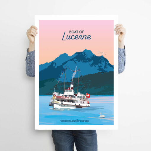 Affiche Boat of Lucerne – poster suisse, décoration murale, cadeau suisse