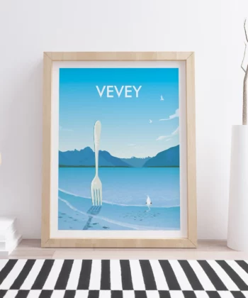 Affiche Vevey – poster suisse, décoration murale, cadeau suisse