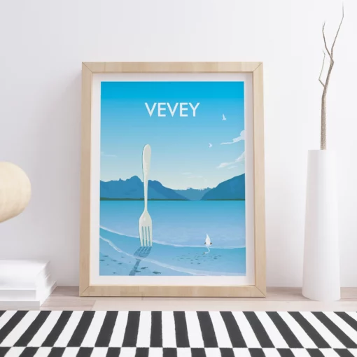 Affiche Vevey – poster suisse, décoration murale, cadeau suisse